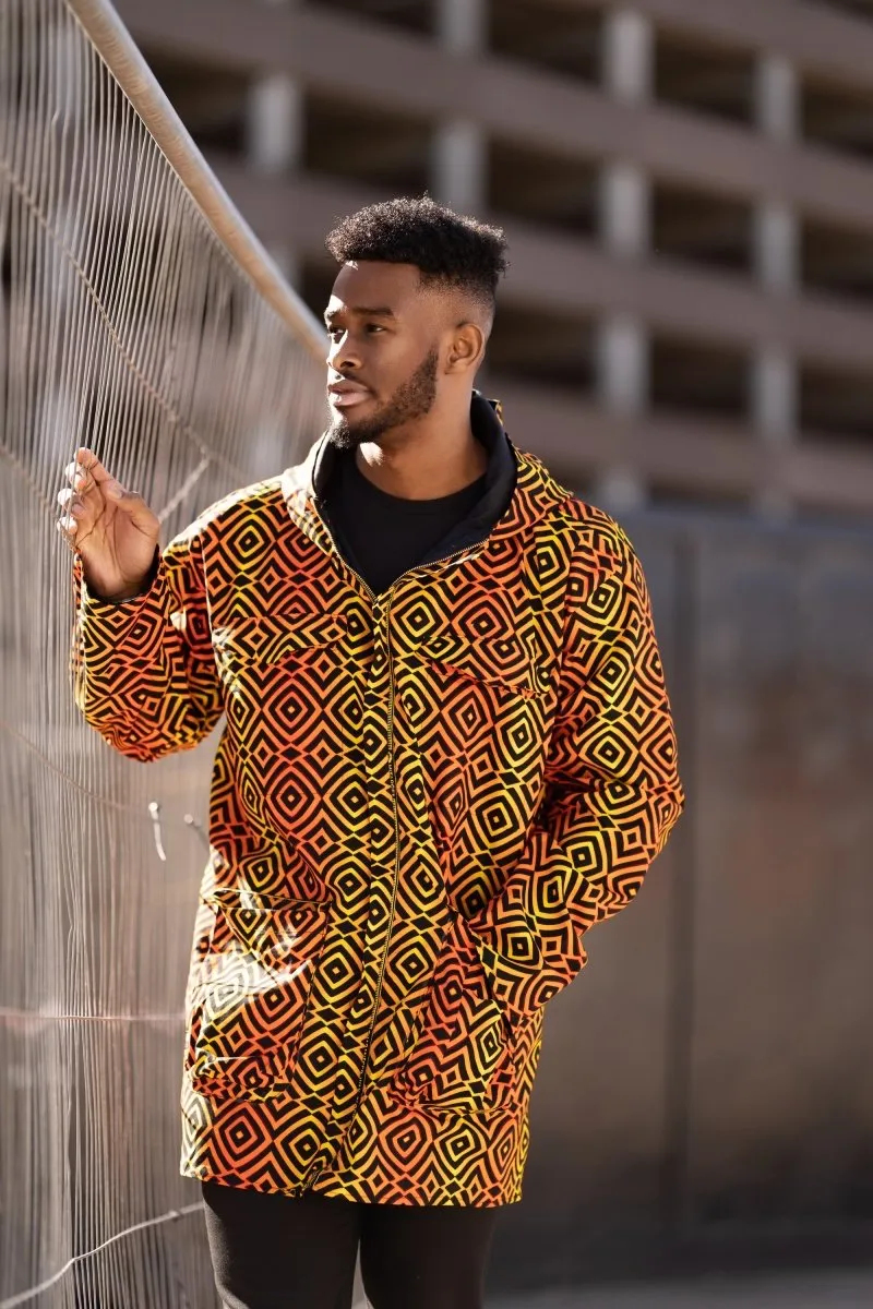 African Jacket In Electric Orange