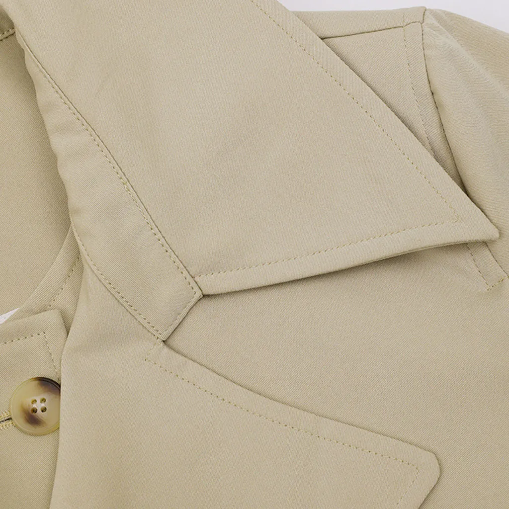 Asymmetrical Collared Button Up Belted Twill Cotton Waterfall Trench Coat