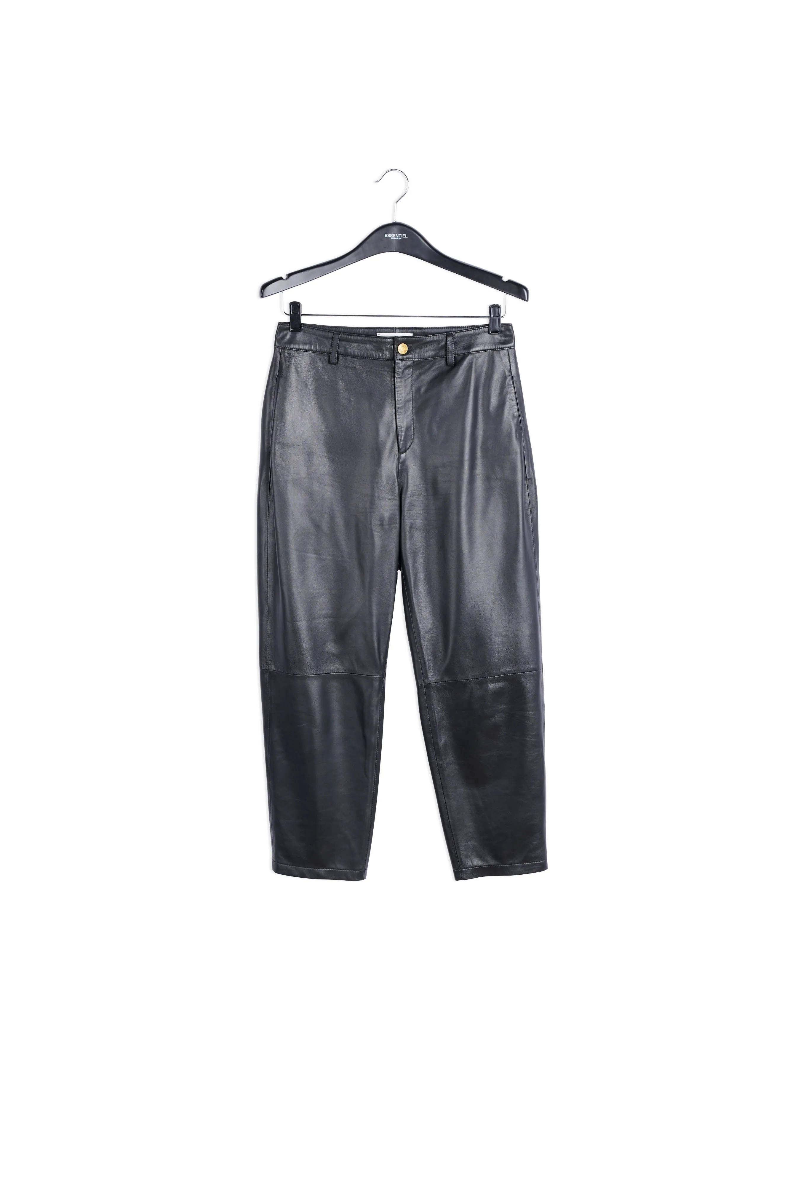 Black leather cropped trousers