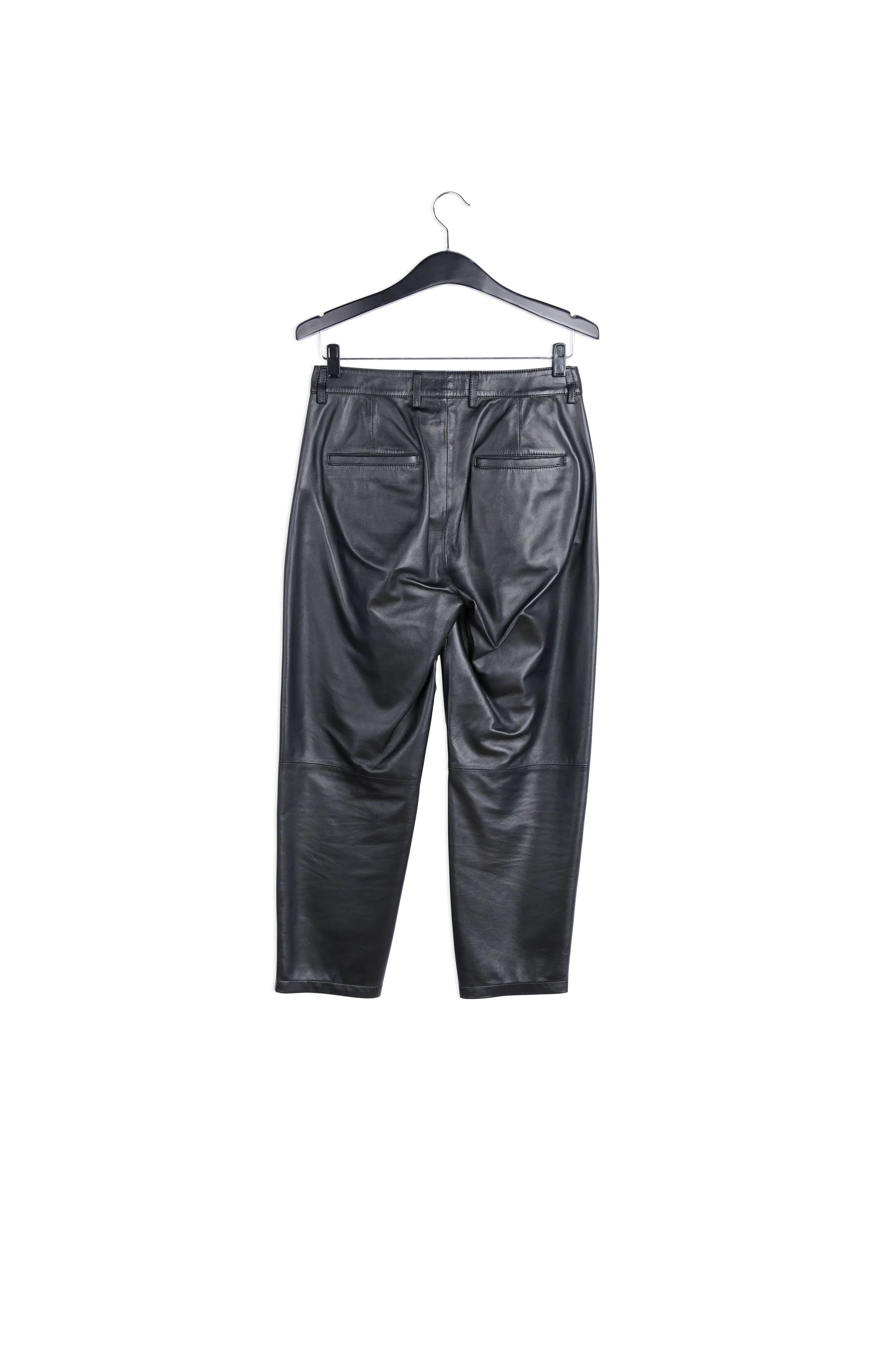 Black leather cropped trousers