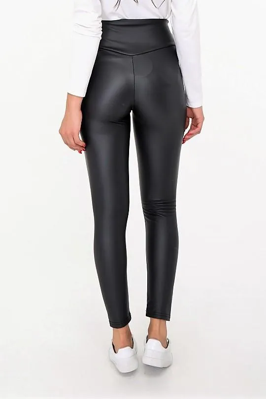 Black Leather Look High Waist Legging