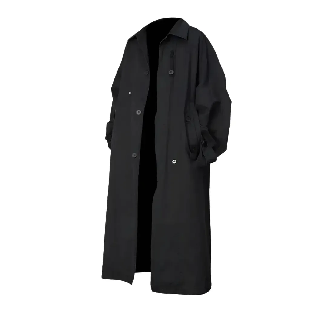 Black Oversized Long Trench Coat Men