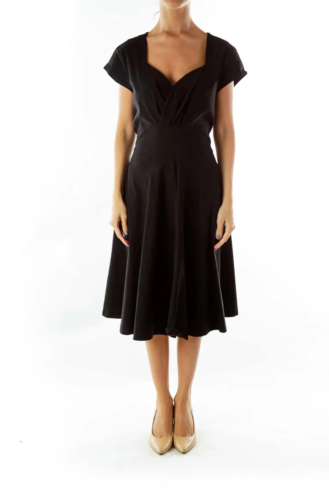 Black Sweetheart-Neckline A-Line Dress