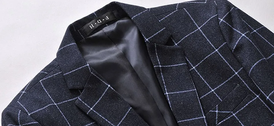 Casual Slim Fit Plaid Men's Blazer