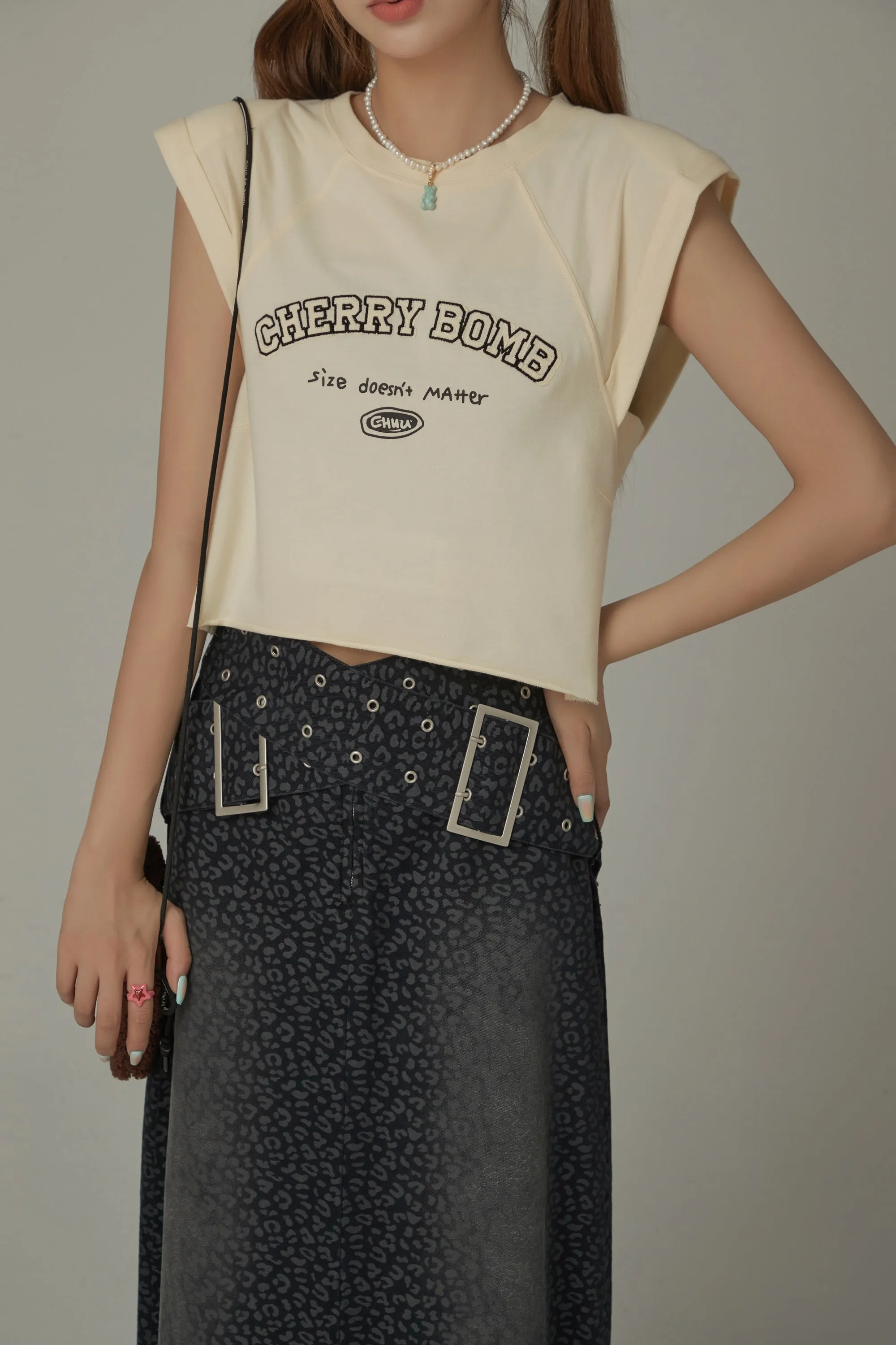 Cherry Bomb Embroidered Cropped Boxy T-Shirt