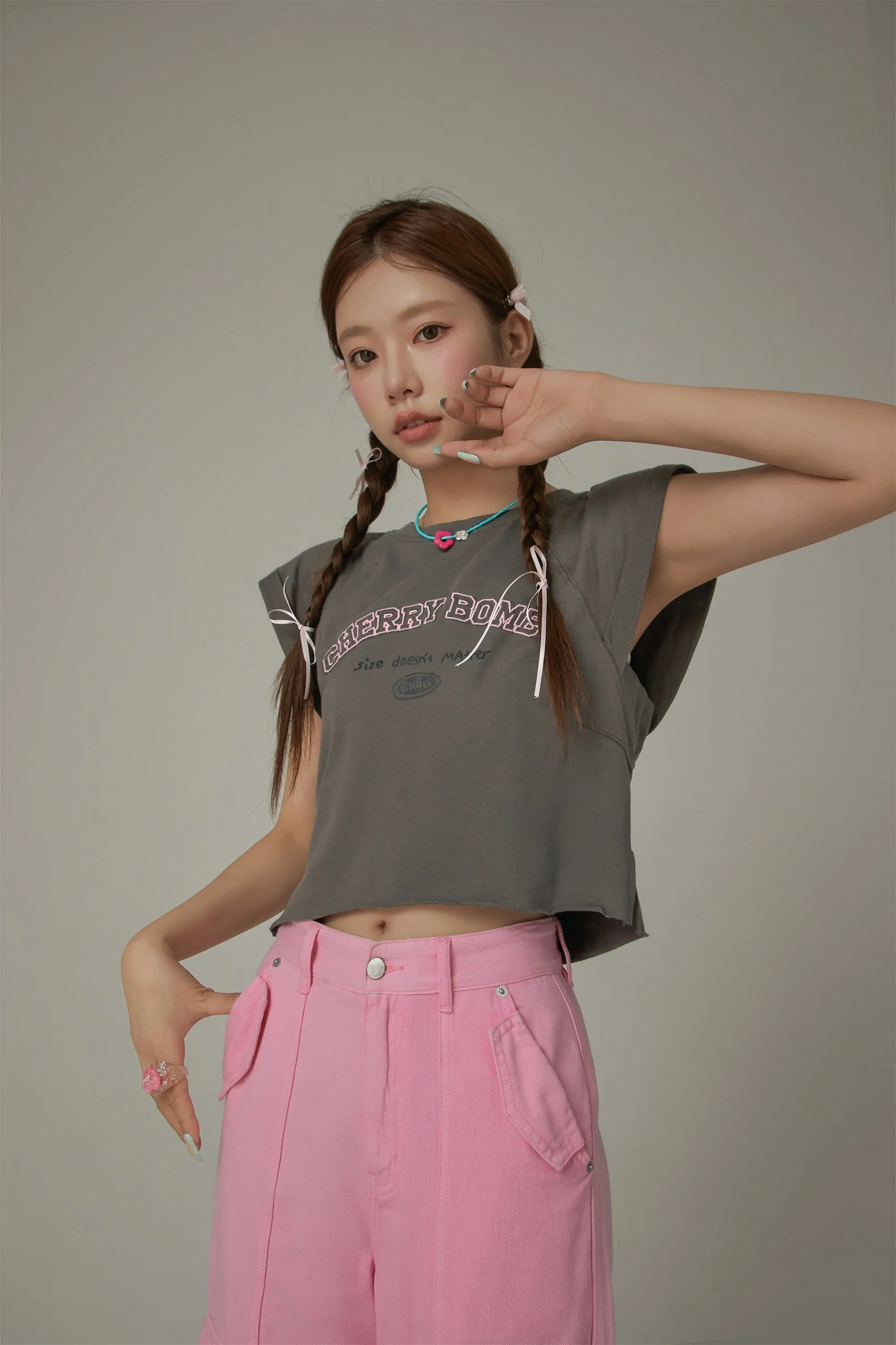 Cherry Bomb Embroidered Cropped Boxy T-Shirt