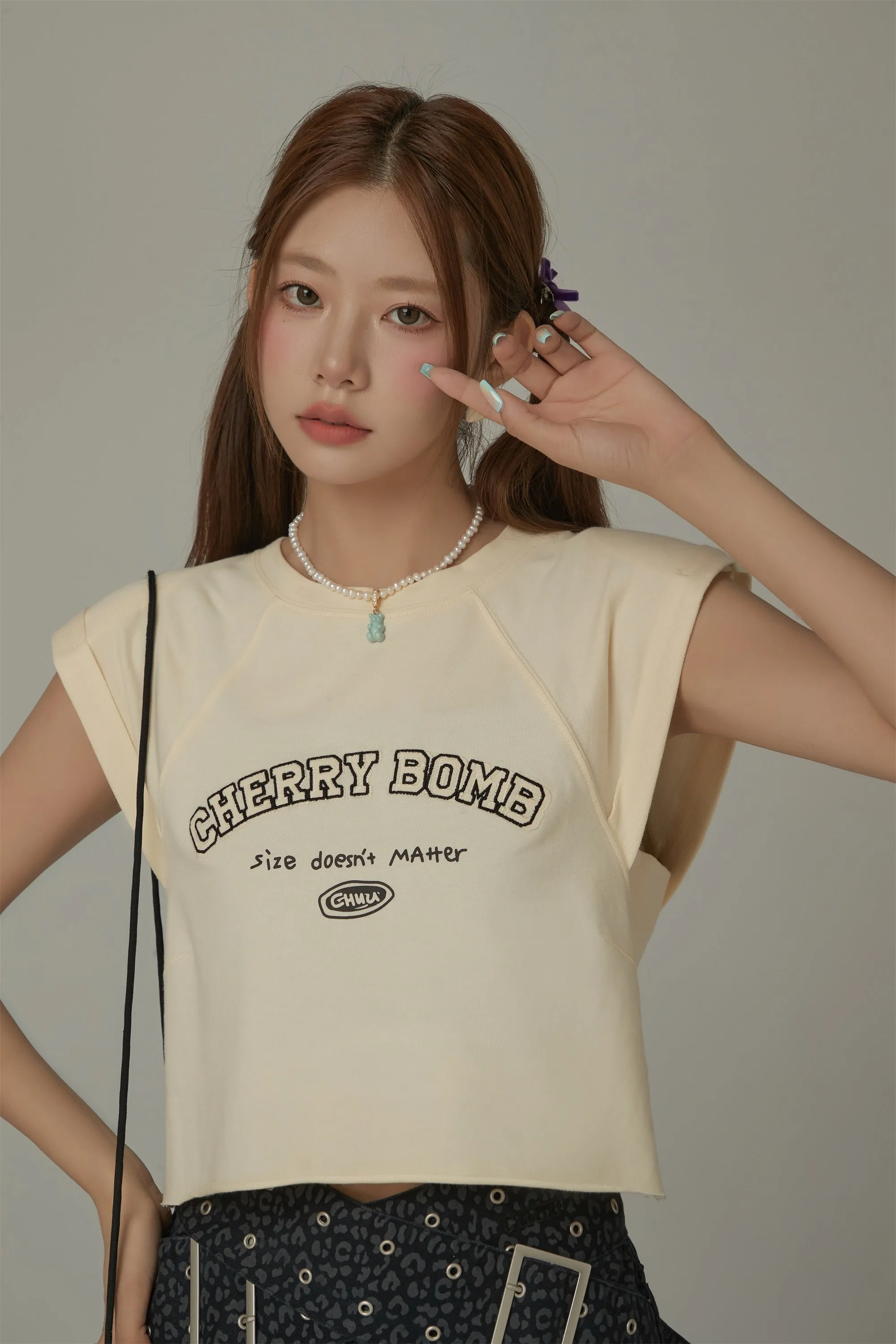 Cherry Bomb Embroidered Cropped Boxy T-Shirt