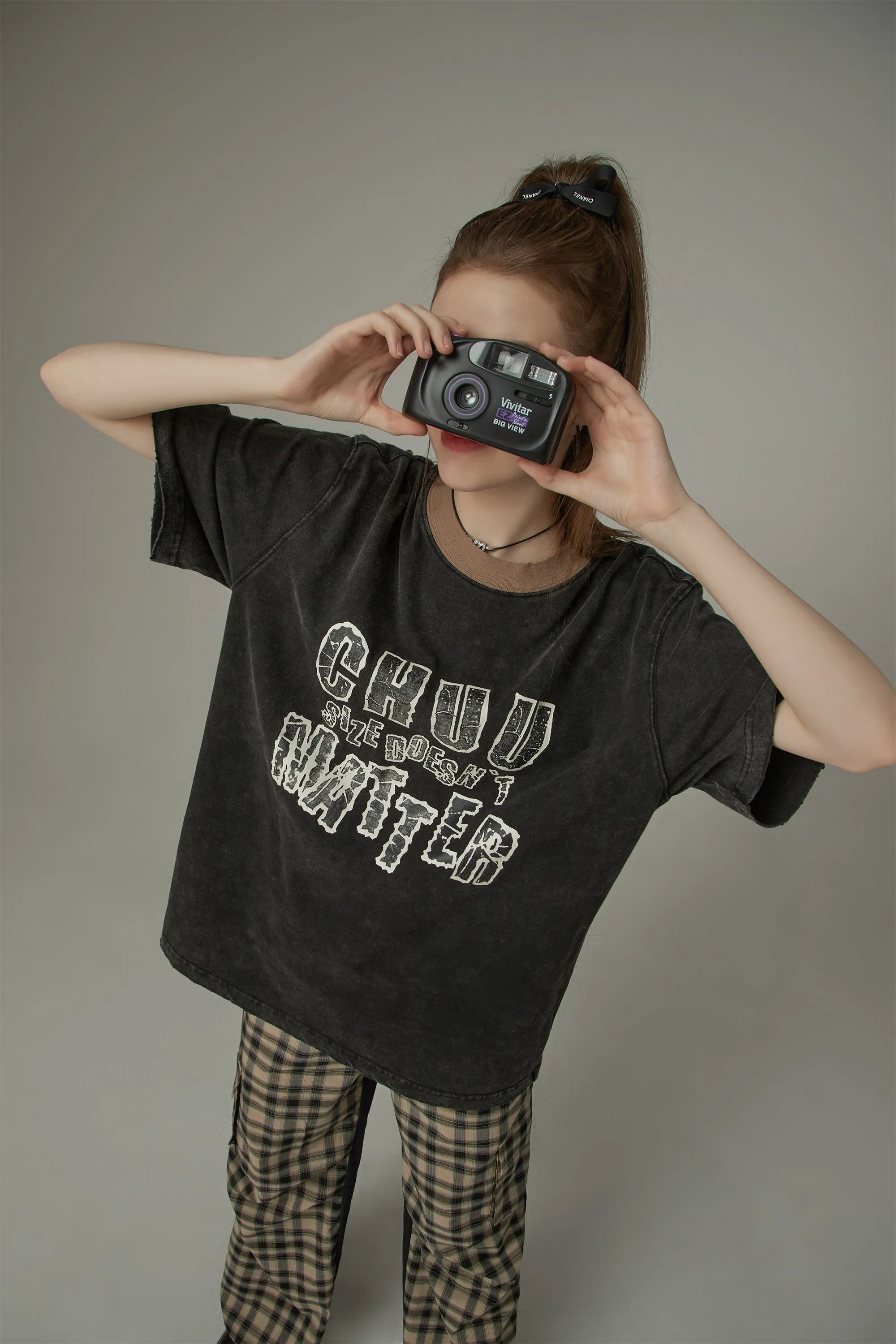 Chuu Size Doesnt Matter Boxy Cotton Short Sleeve T-Shirt