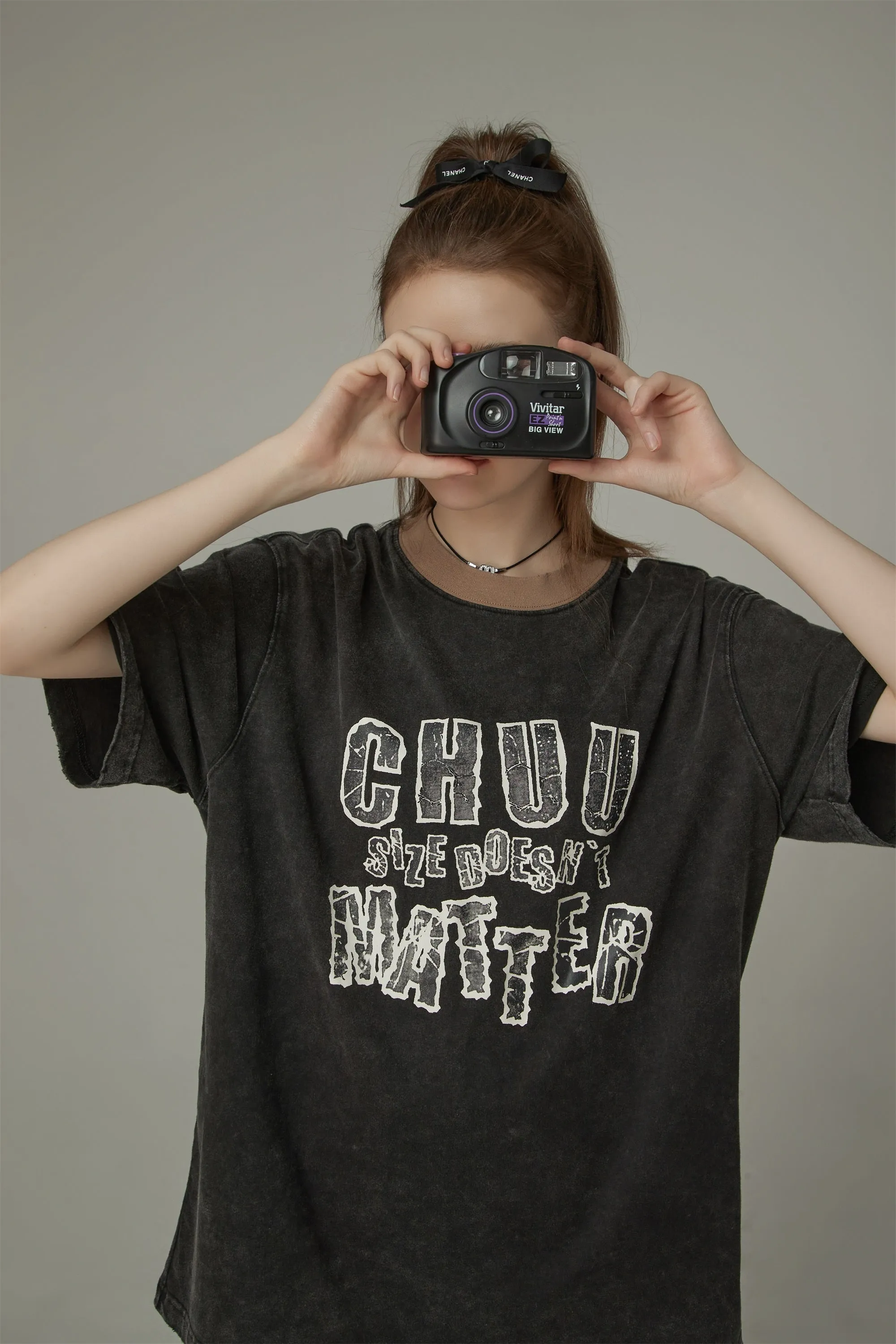 Chuu Size Doesnt Matter Boxy Cotton Short Sleeve T-Shirt