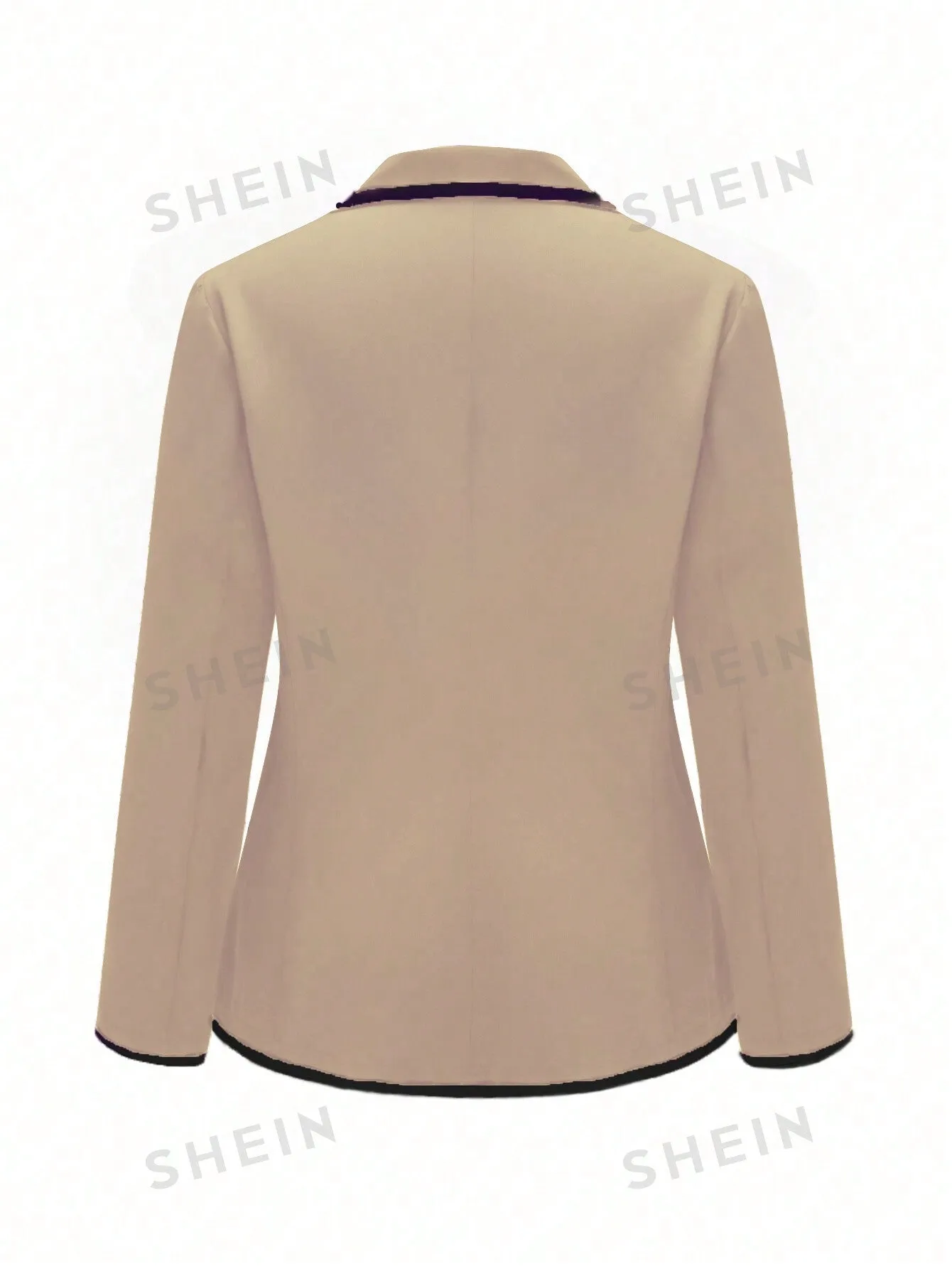 Clasi Plus Size Casual Color-Blocked Trim Blazer Jacket