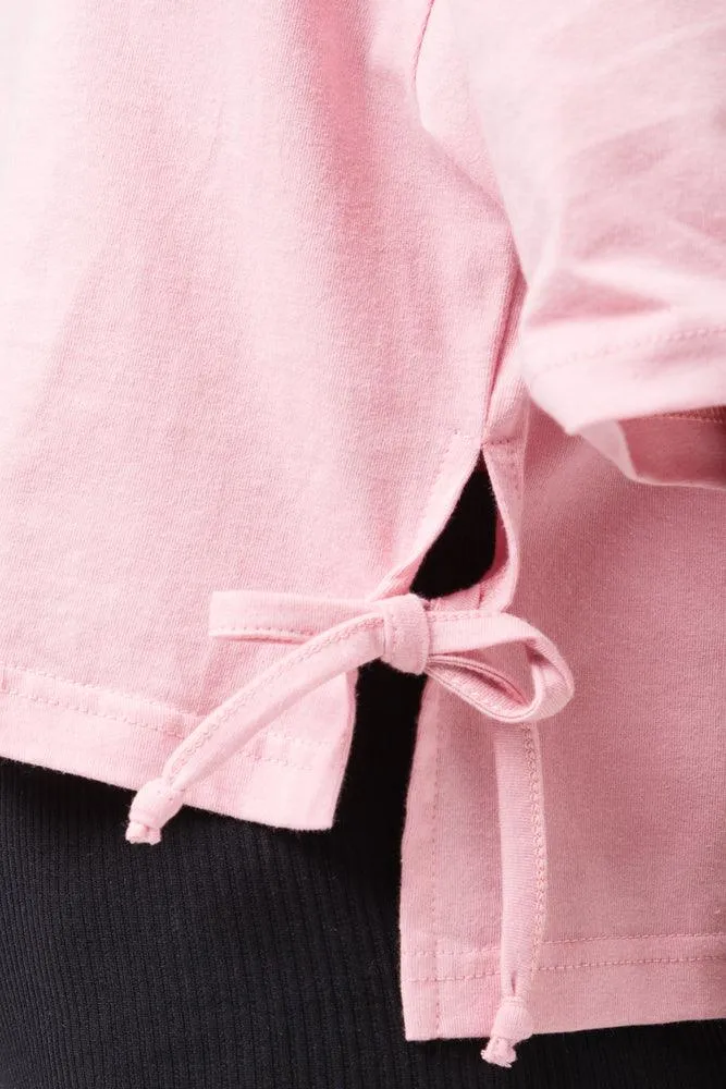 Crop Boxy Side Tie T-Shirt Pink