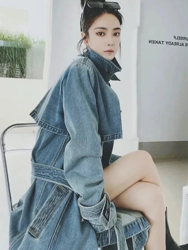 Denim Long Luxury Women's Coat