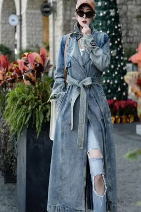 Denim Long Luxury Women's Coat