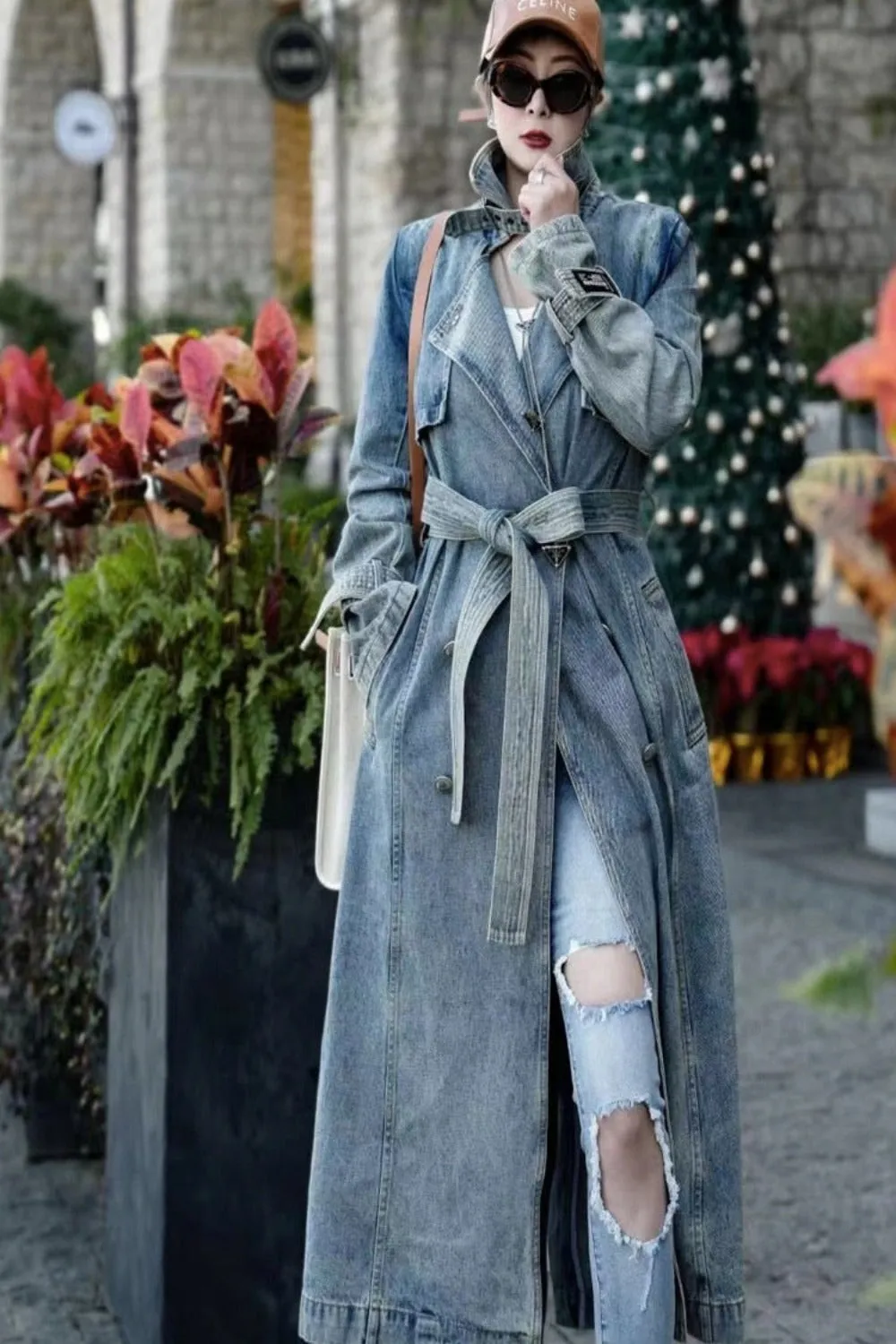 Denim Long Luxury Women's Coat