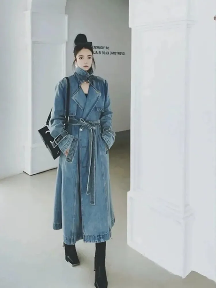 Denim Long Luxury Women's Coat