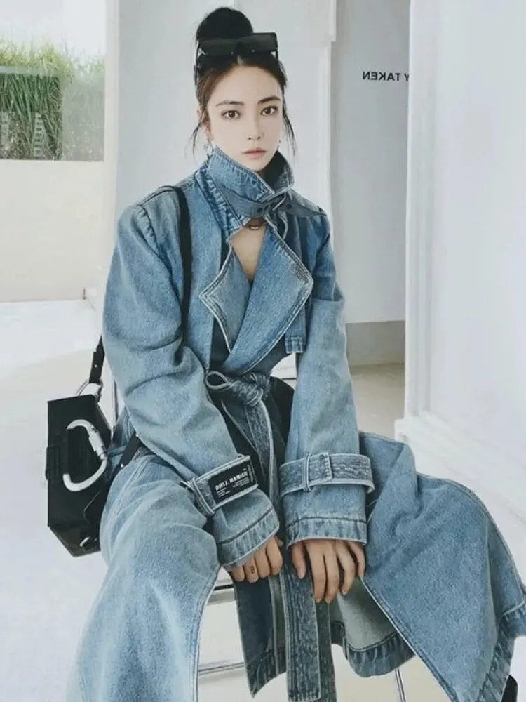 Denim Long Luxury Women's Coat