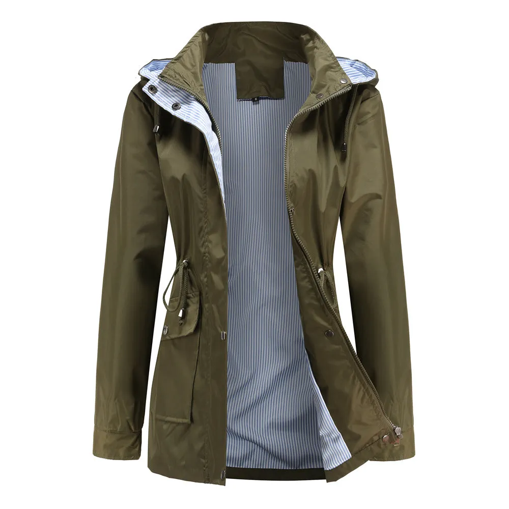 Detachable Hood Trench Coat Women's Women's Plus Size