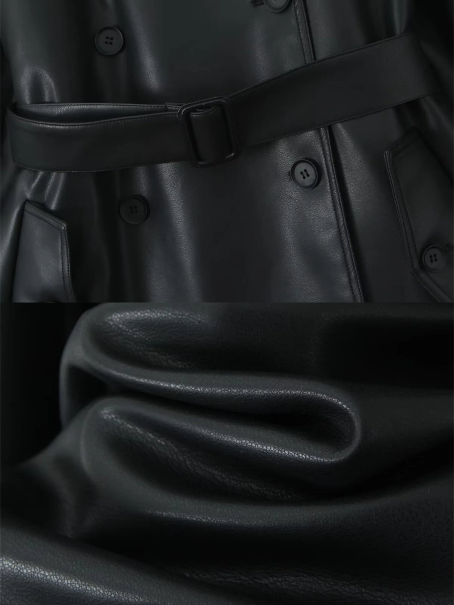 Elise Faux Leather Trench Coat