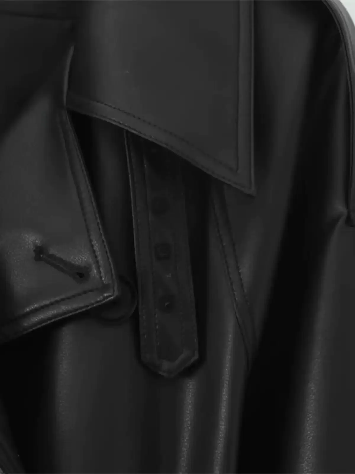 Elise Faux Leather Trench Coat