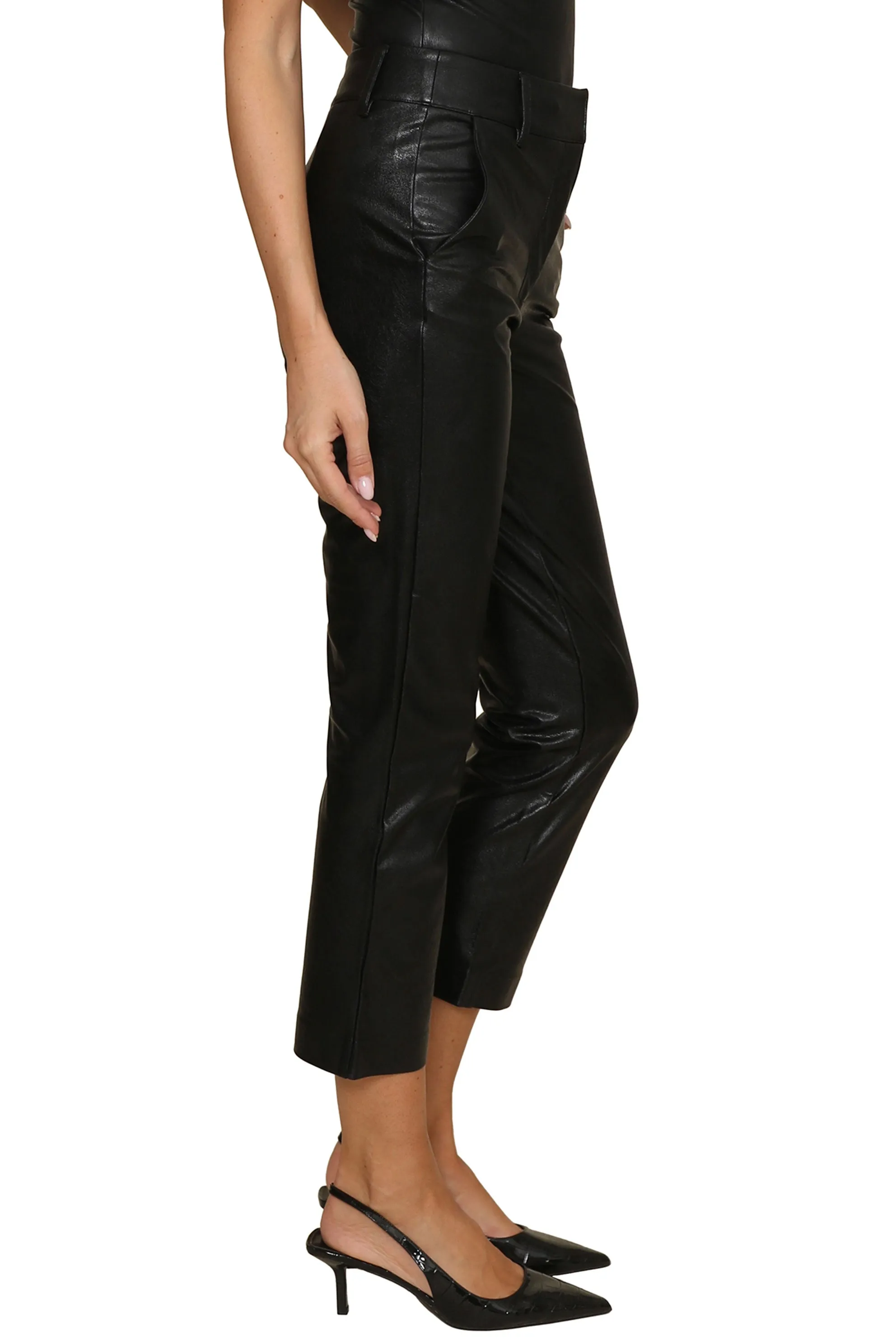 Faux Leather Crop Trouser