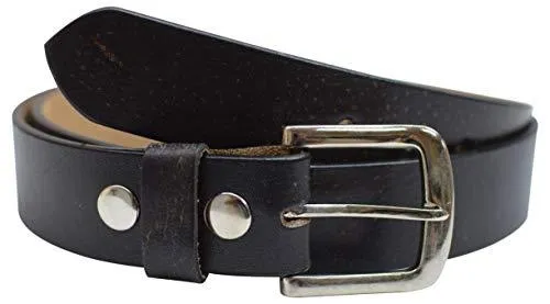 Full Grain Genuine Leather Black Casual Dress Belt with Removable Buckle LSL1802