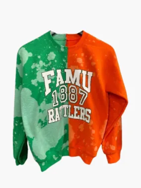 Handmade FAMU 1887 Rattlers Orange True Green Half & Half Unisex Sweatshirt