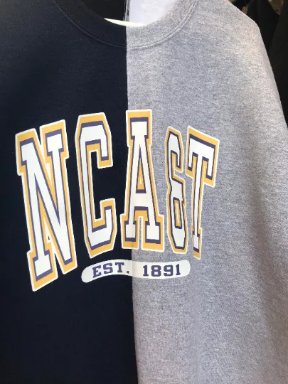 Handmade NCAT Ania NC A&T NCAT Navy Sports Grey Half and Half Crew Neck Unisex Sweatshirt