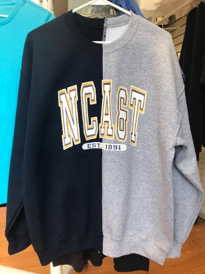 Handmade NCAT Ania NC A&T NCAT Navy Sports Grey Half and Half Crew Neck Unisex Sweatshirt