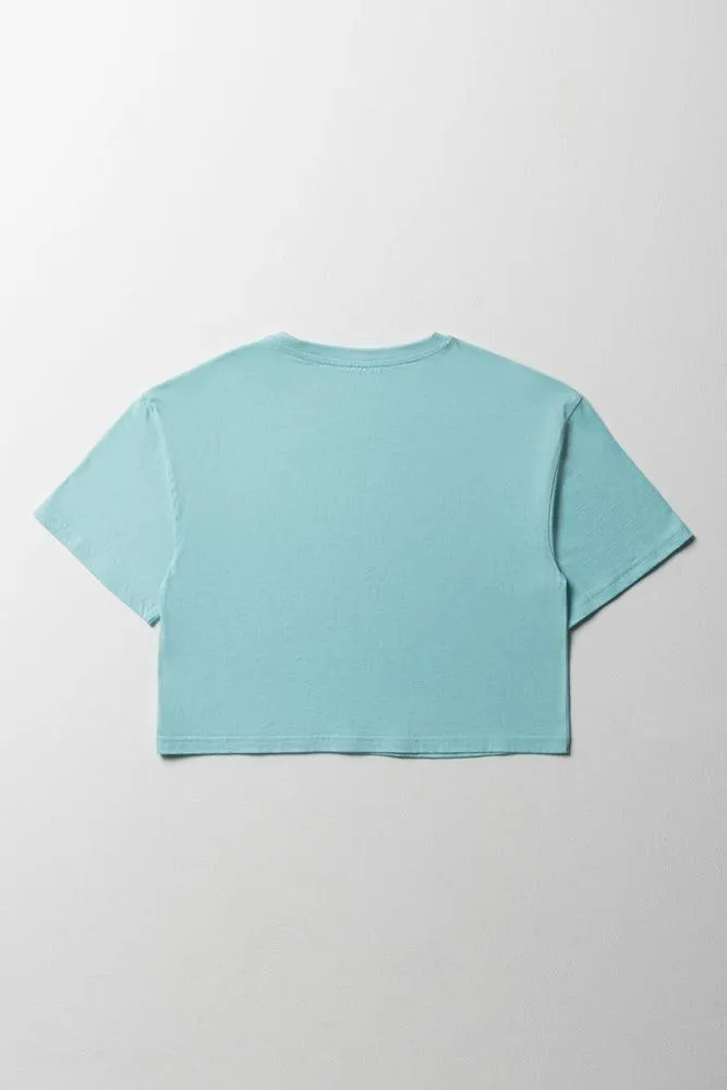 Harvard Boxy Short Sleeve T-Shirt Aqua