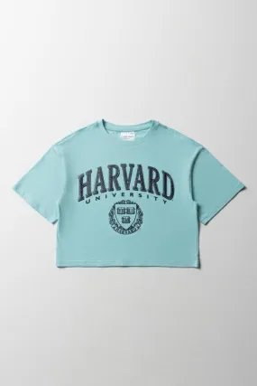 Harvard Boxy Short Sleeve T-Shirt Aqua