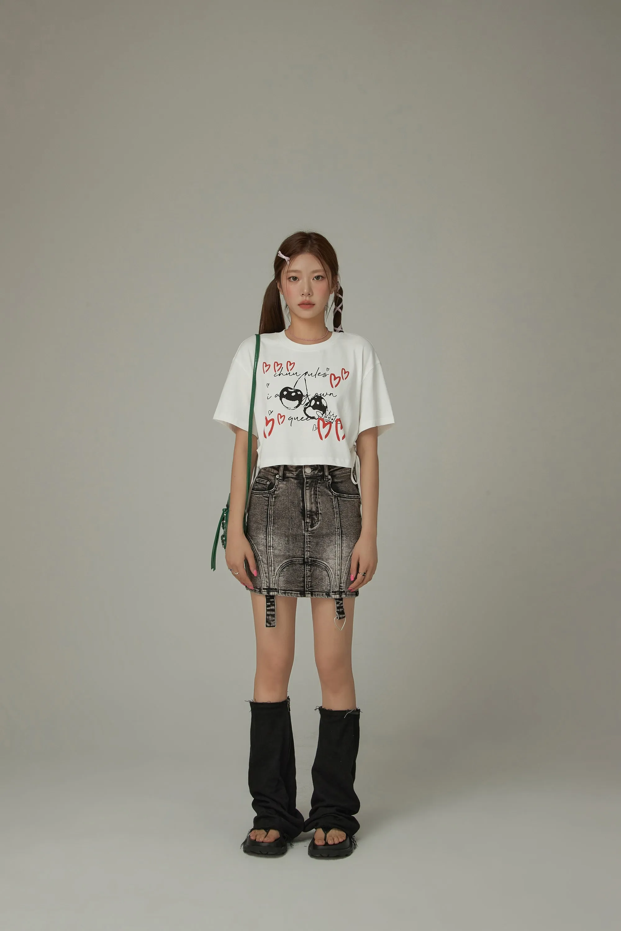 Heart Cherry Boxy Crop Loosefit T-Shirt