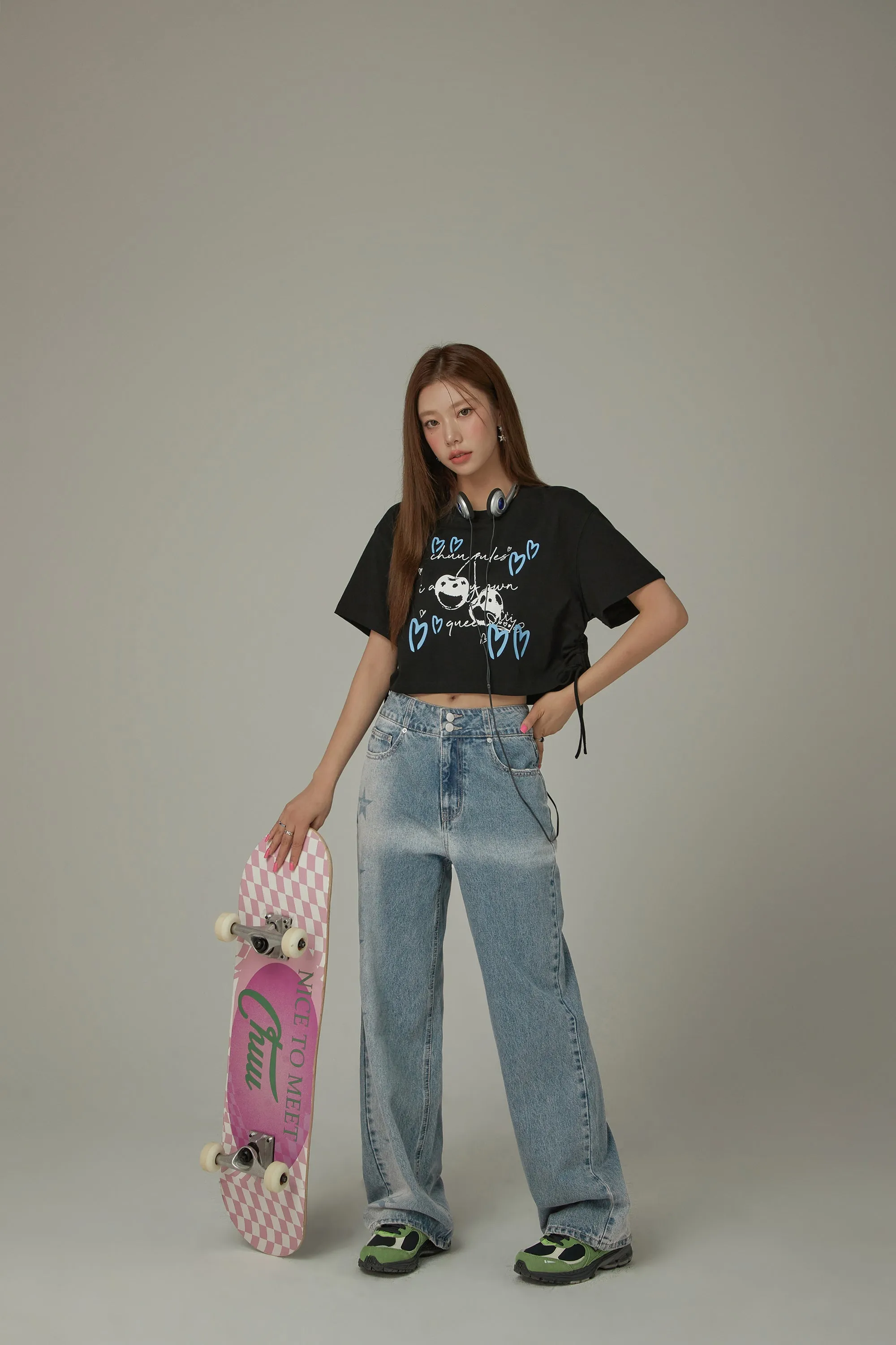 Heart Cherry Boxy Crop Loosefit T-Shirt