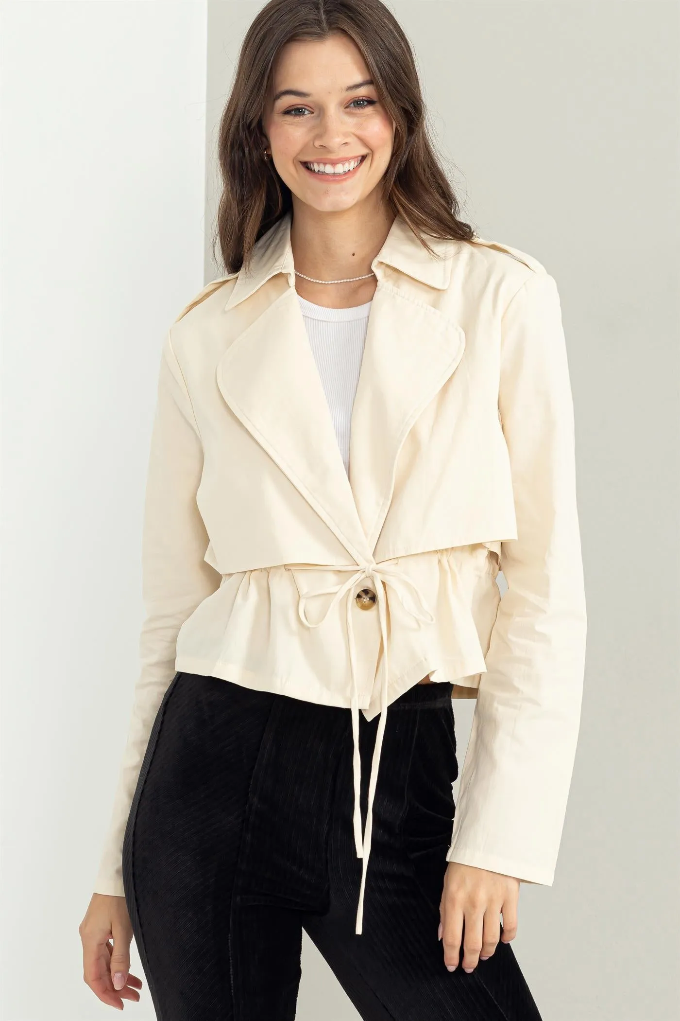 HF23F617-SHORT TRENCH JACKET