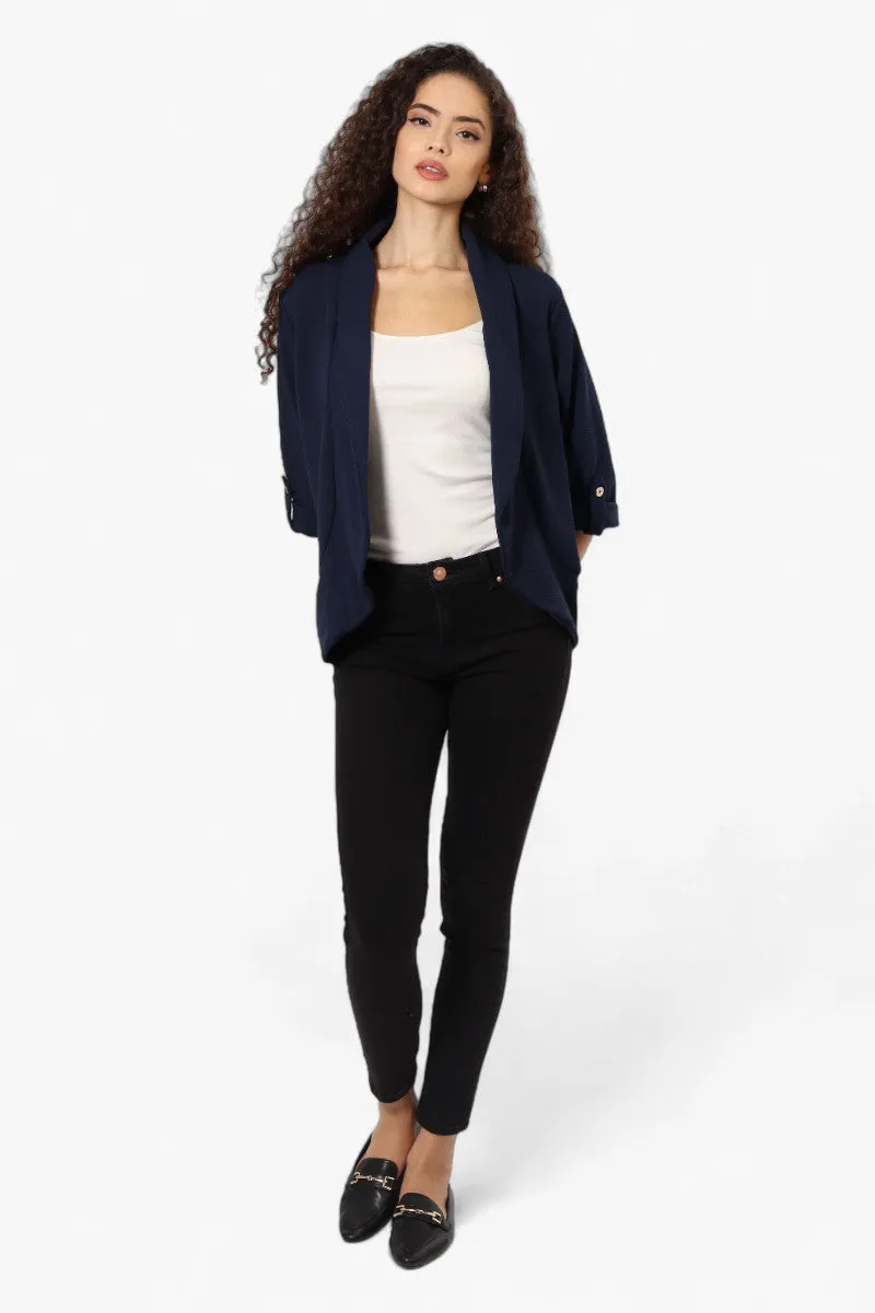 Impress Open Roll Up Sleeve Blazer - Navy