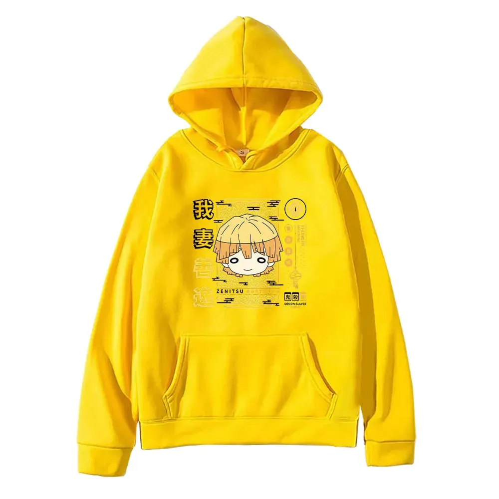 Japan Anime Demon Slayer Agatsuma Zenitsu Print Pullover Men Women Sweatshirts Comfortable Streetwear Harajuku Pullover