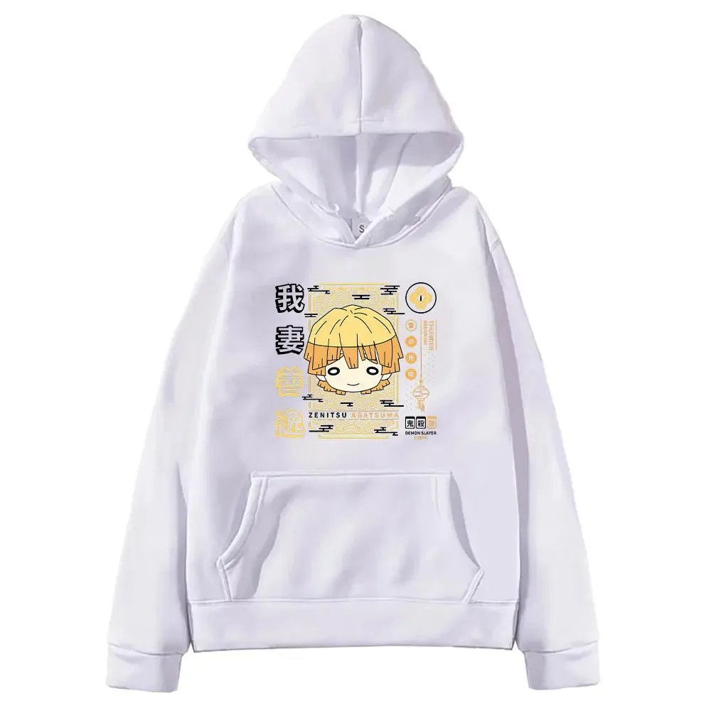 Japan Anime Demon Slayer Agatsuma Zenitsu Print Pullover Men Women Sweatshirts Comfortable Streetwear Harajuku Pullover