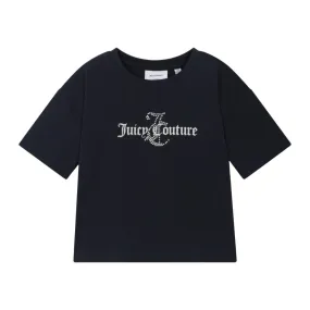 Juicy Couture Glitter & Diamante Boxy SS Tee Junior