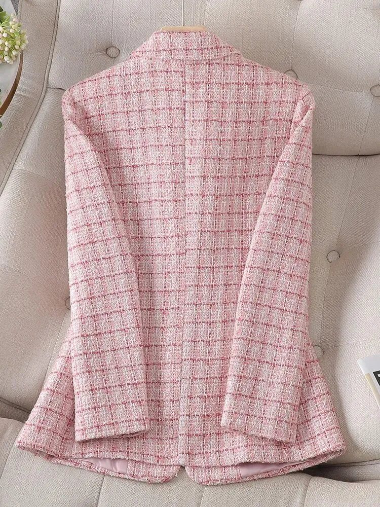 Ladies Casual Plaid Blazer