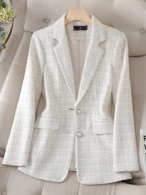 Ladies Casual Plaid Blazer