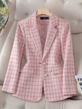 Ladies Casual Plaid Blazer