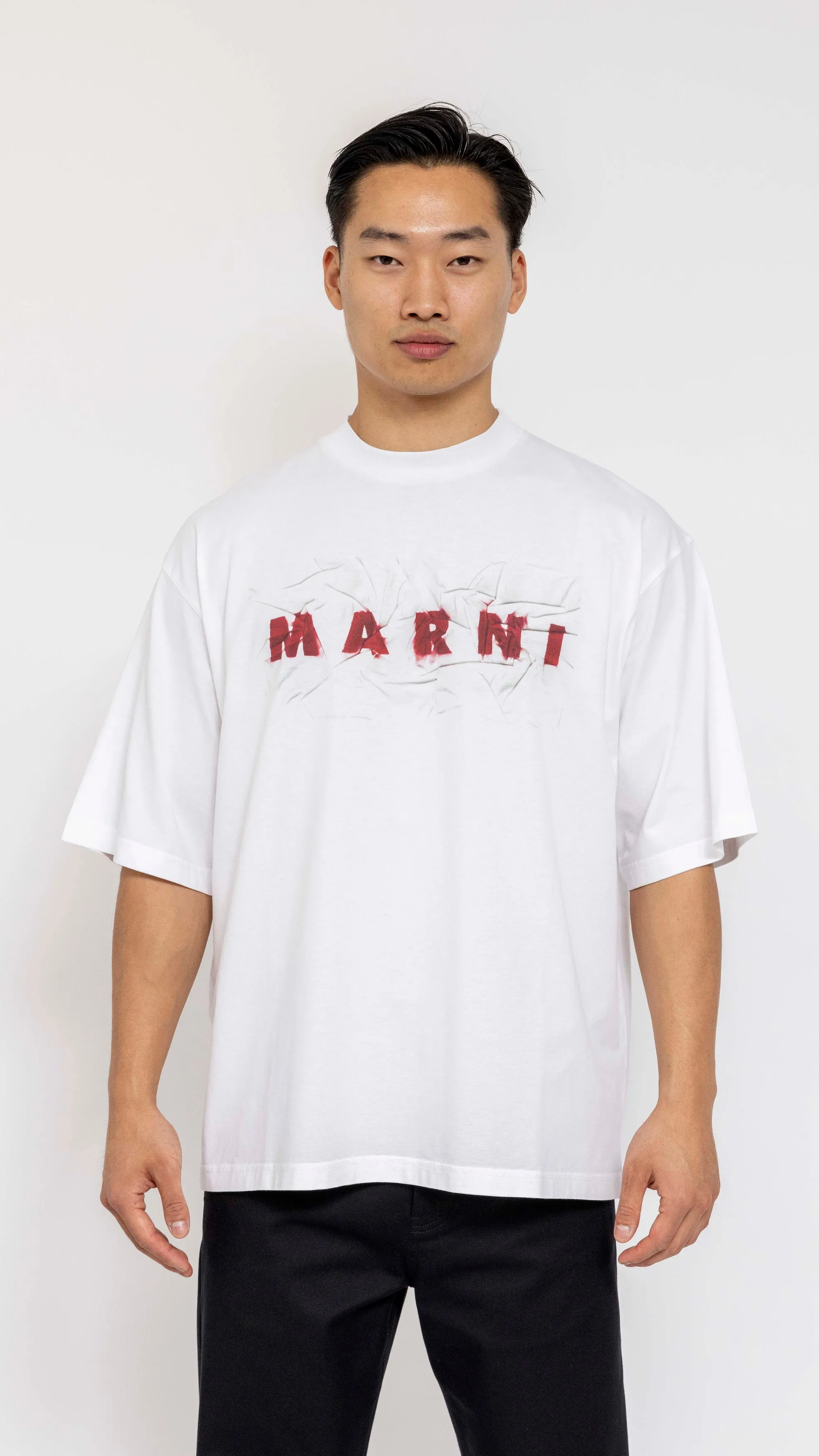 MARNI WHITE BOXY FIT LOGO T-SHIRT