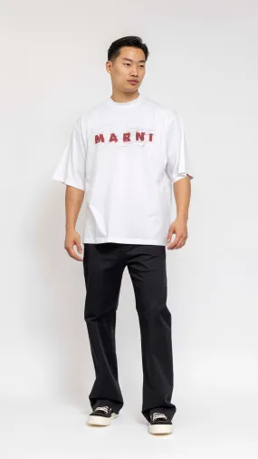 MARNI WHITE BOXY FIT LOGO T-SHIRT