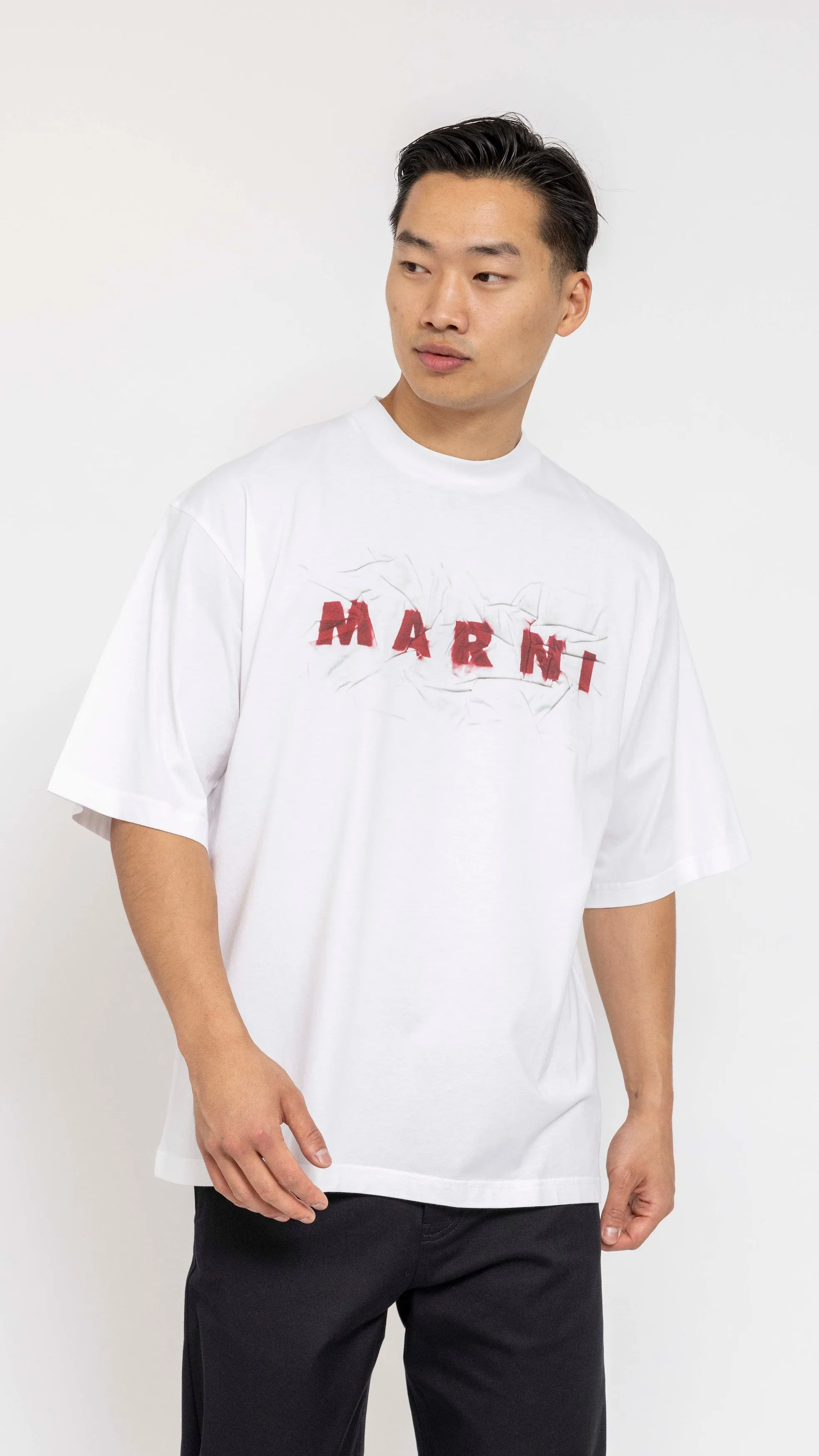 MARNI WHITE BOXY FIT LOGO T-SHIRT