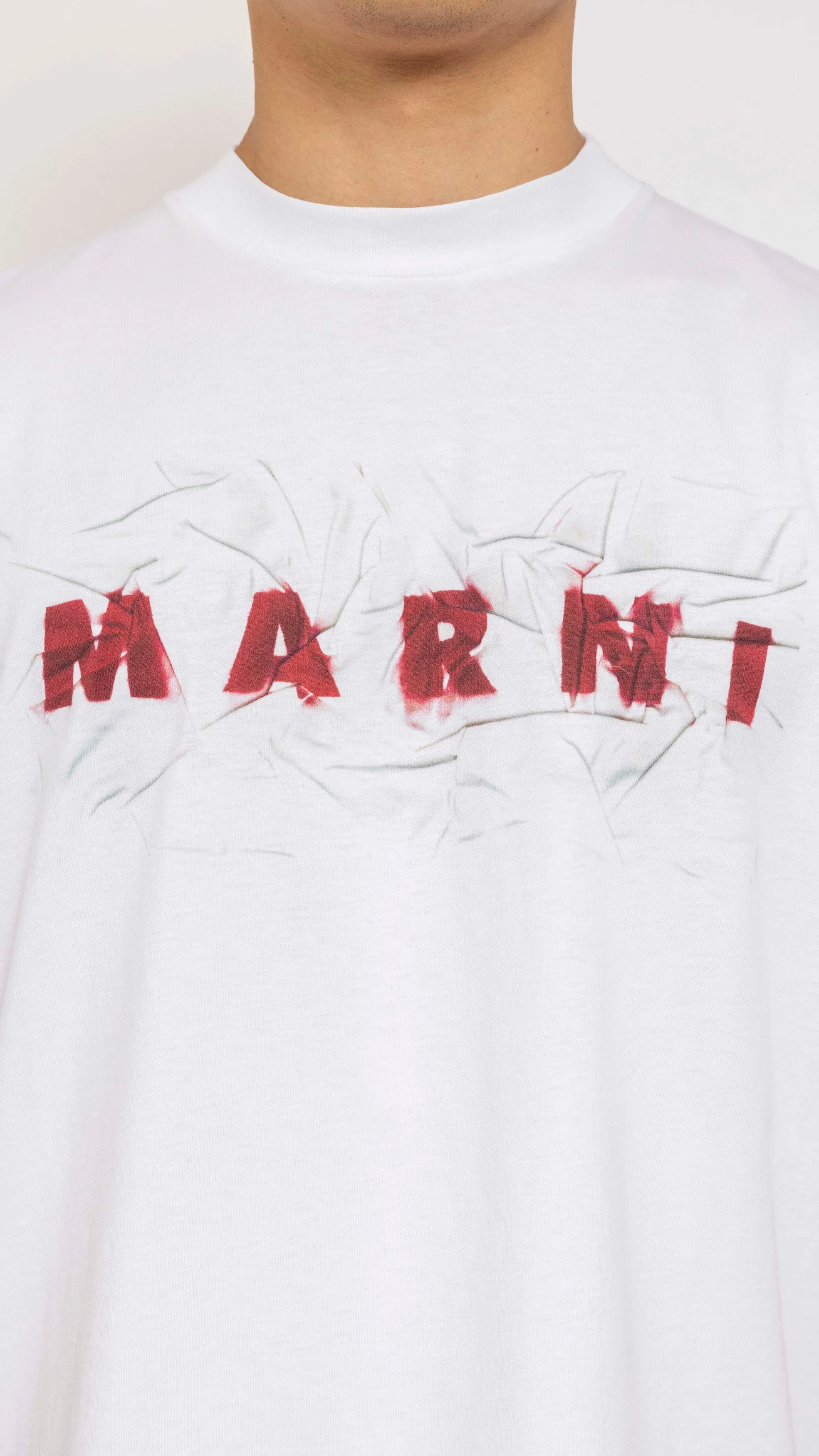 MARNI WHITE BOXY FIT LOGO T-SHIRT