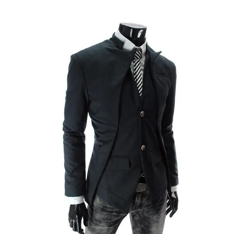 Men's Autumn Slim Suit Blazer With Asymmetrical Design