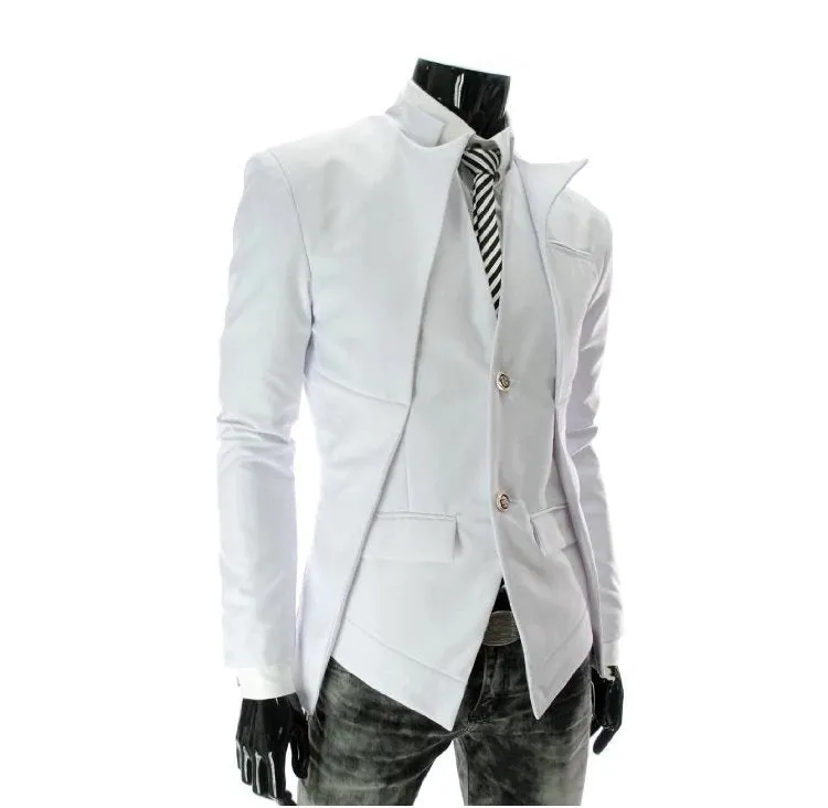 Men's Autumn Slim Suit Blazer With Asymmetrical Design