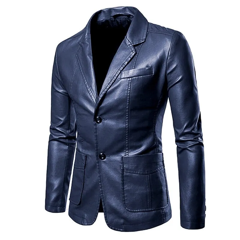 Men's Casual Lapel Leather Blazer