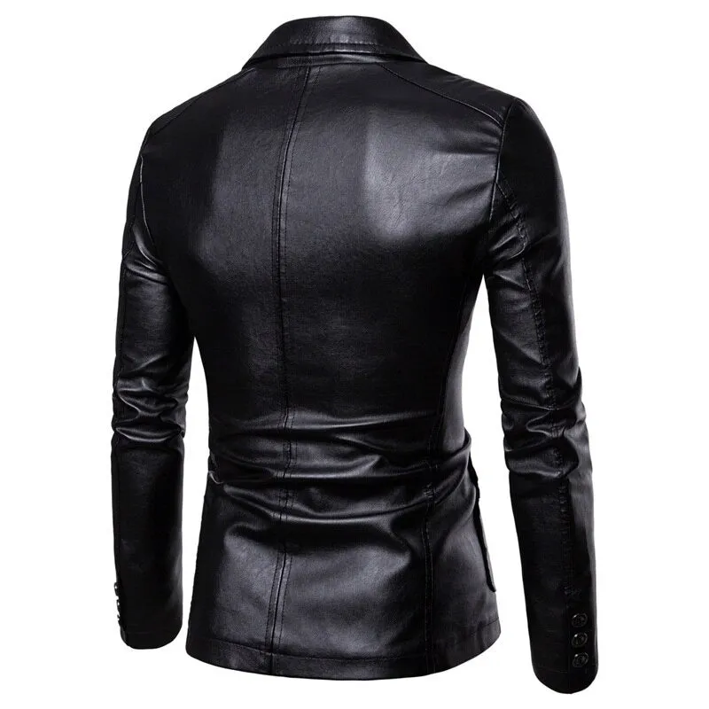 Men's Casual Lapel Leather Blazer