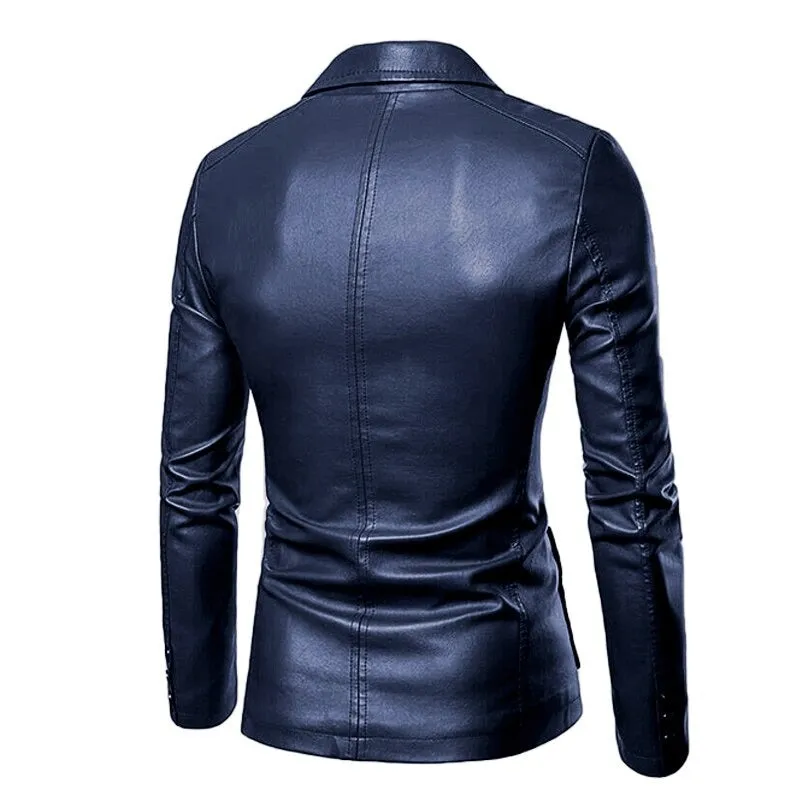 Men's Casual Lapel Leather Blazer