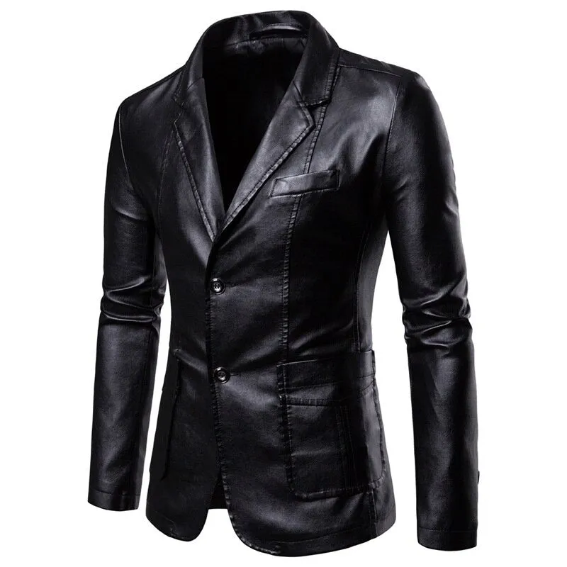 Men's Casual Lapel Leather Blazer